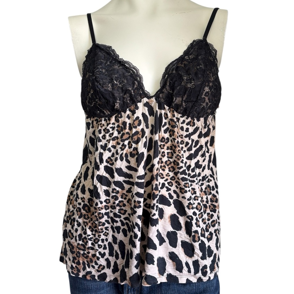 Sofia intimates cheetah black lace sleep tank top